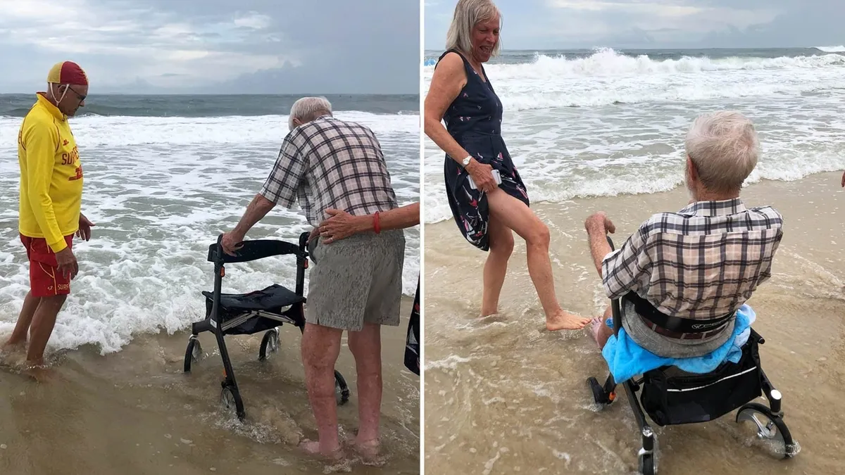 Surf lifesavers make Brisbane grandfather’s dream come true with swim at Gold Coast beach